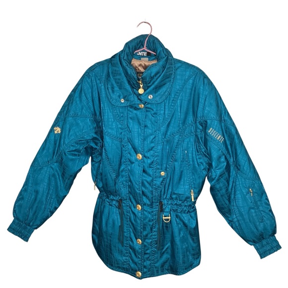 Vintage Descente Jacket Ski Snow Parka Coat 80s 90s Apres Teal Hood Women’s 10 M - Picture 2 of 9